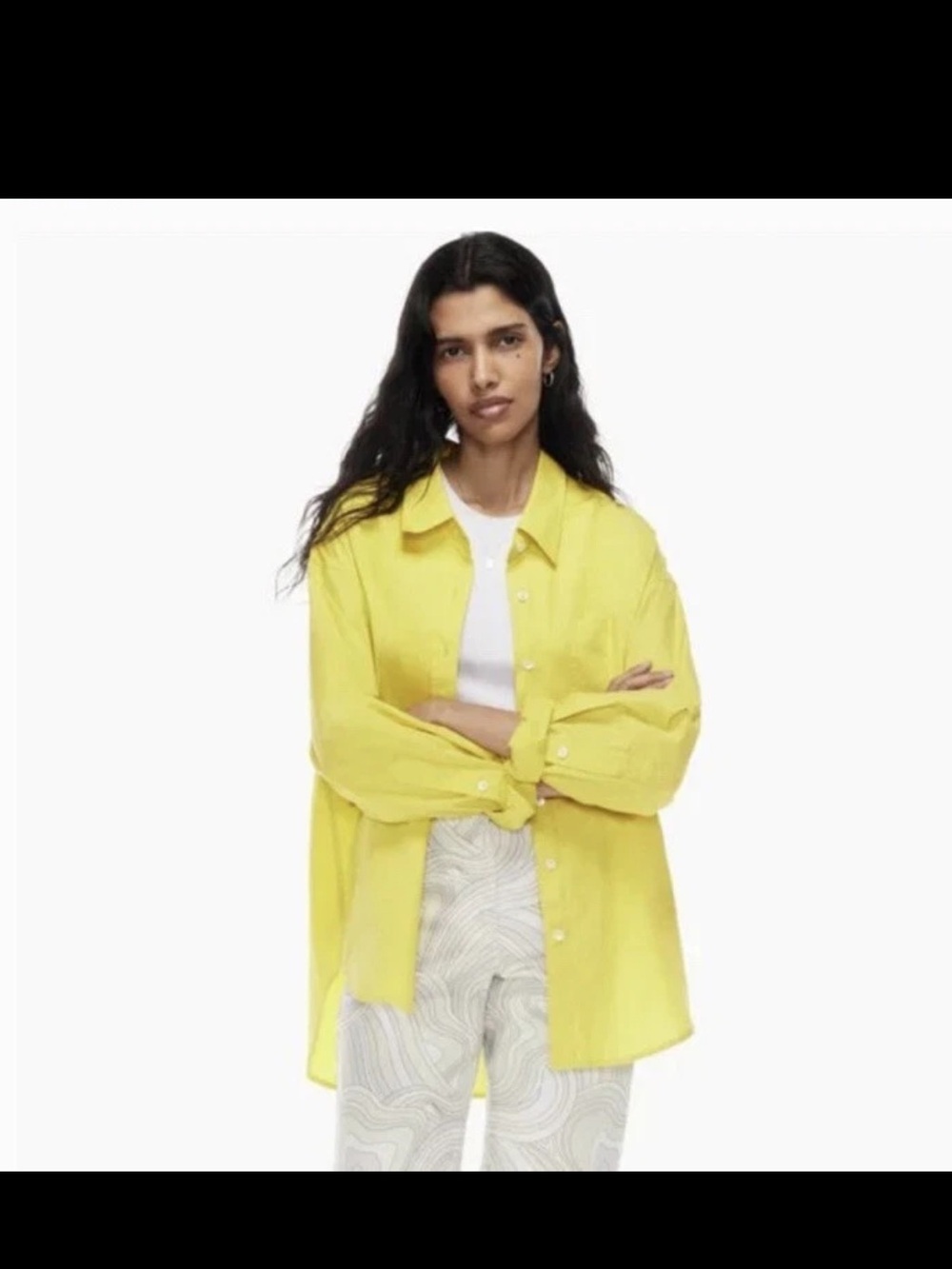Aritzia 100% cotton Light Yellow Button-Down Shirt